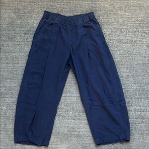 GAP navy linen barrel ankle pants